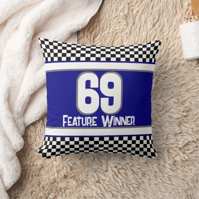 Dunkelblau mit Schwarz-Weiß-Karo Kissen (Decke)