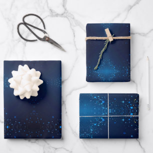 Dunkelblau mit Sprinklen Geschenkpapier Set