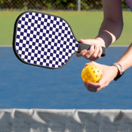 Dunkelblau mit weißem Quadratmuster Pickleball Schläger
