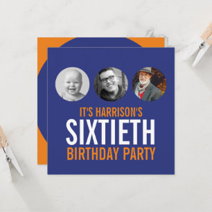 Dunkelblau orange 60. Foto Einladung zum Geburtsta