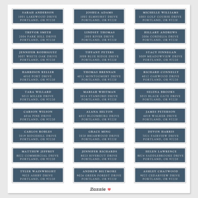 Dunkelblau | Private Guest Address Labels (Blatt)