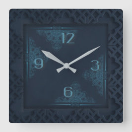 Dunkelblau Quadratische Wanduhr