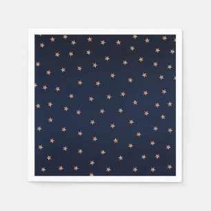 Dunkelblau & Roségold Rosa Glitzernde Sterne Stern Serviette