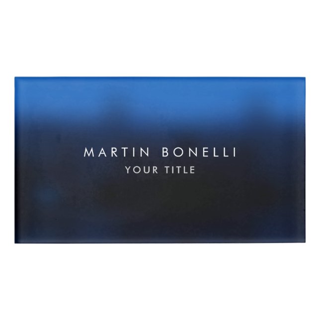 Dunkelblau Schwarz Moderne Minimalistisch Schlicht Namenschild (Vorderseite)