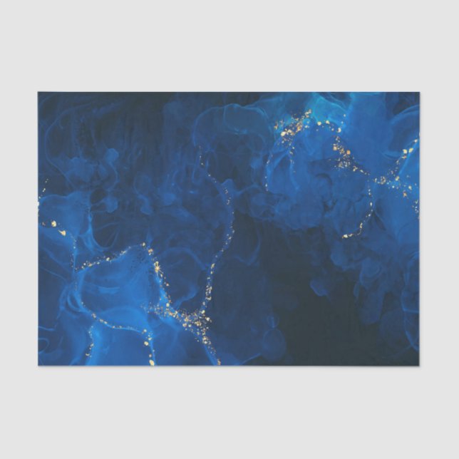 Dunkelblau Texturierte Imitate Gold Glitzer Seidenpapier (Vorderseite)