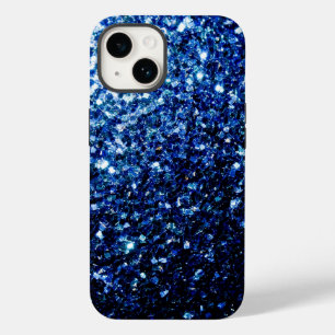Dunkelblau tief glänzender falscher Glitter funkel iPhone 14 Hülle