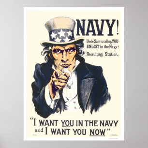 Dunkelblau! Uncle Sam ruft dich an Poster