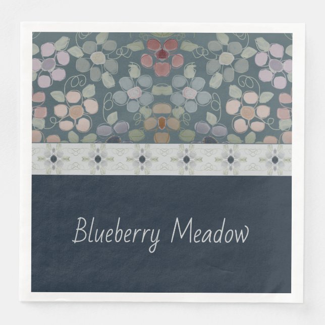 Dunkelblau und Aquamarin Serviette (Vorderseite)