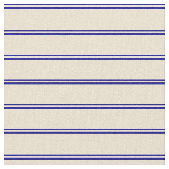 Dunkelblau und beige farbige Linien Stoff (Nahaufnahme)