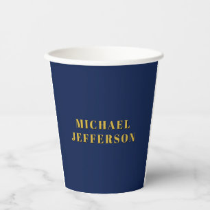 Dunkelblau und Gold minimalistisches einfaches mod Pappbecher