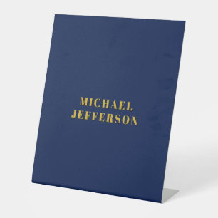 Dunkelblau und Gold minimalistisches schlichtes mo Sockelschild