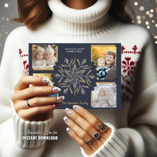 Dunkelblau und Gold Mitternachtsfunkeln Sterne Neu Karte