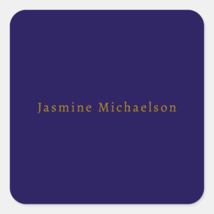 Dunkelblau und Gold Süßer minimalistischer Eigenna Quadratischer Aufkleber