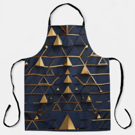 Dunkelblau und Goldpyramide Kunst Schürze