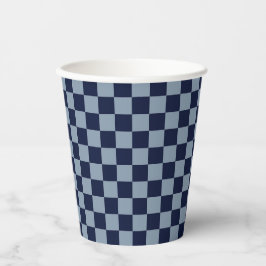 Dunkelblau und Hellblau Karo Pappbecher