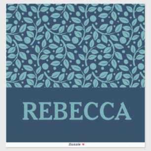 Dunkelblau und hellblaues Leaf-Muster Gepäckraum Aufkleber