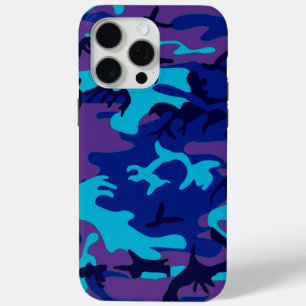 Dunkelblau und Lila Camouflage iPhone 15 Pro Max Hülle