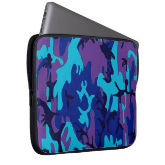 Dunkelblau und Lila Camouflage Laptopschutzhülle