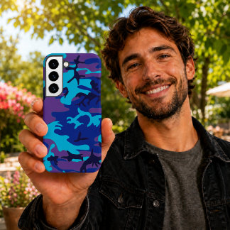 Dunkelblau und Lila Camouflage Samsung Galaxy Hülle