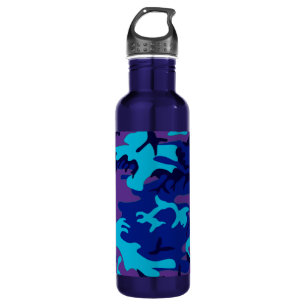 Dunkelblau und Lila Camouflage Wasserflasche Edelstahlflasche