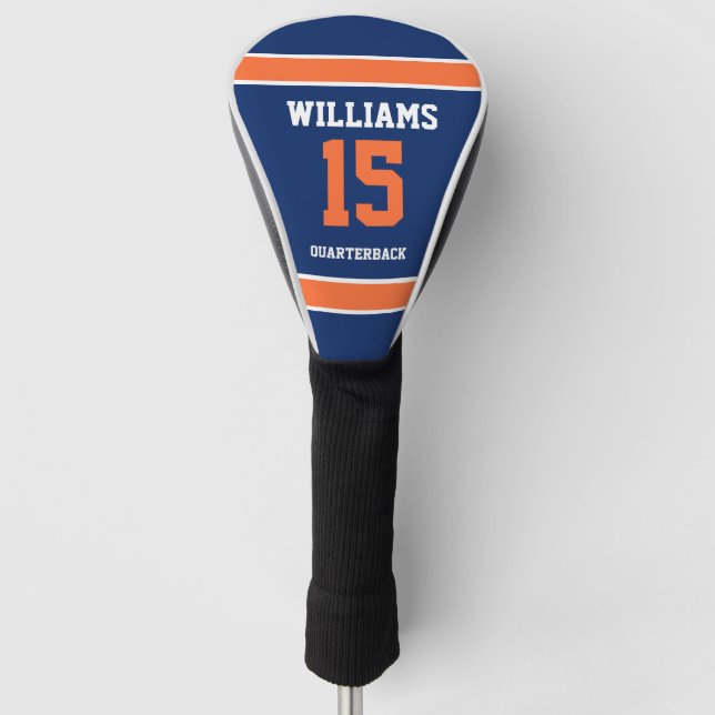 Dunkelblau und Orange Golf Headcover (Vorderseite)