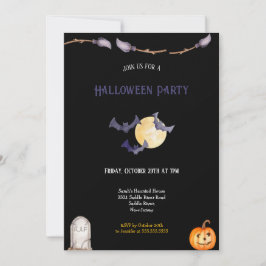 DUNKELBLAU UND ORANGE HALLOWEITE EINLADUNG