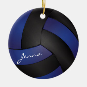 Dunkelblau und Schwarz personalisieren Volleyball Keramikornament