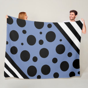 Dunkelblau und schwarz Polka Punkte und Streifen b Fleecedecke
