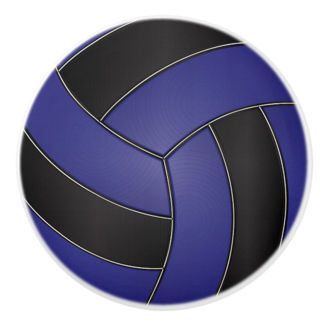 Dunkelblau und schwarzer Volleyball Keramikknauf (Vorderseite)
