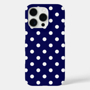 Dunkelblau und stilvolle weiße Polka-Punkte iPhone 16 Pro Hülle