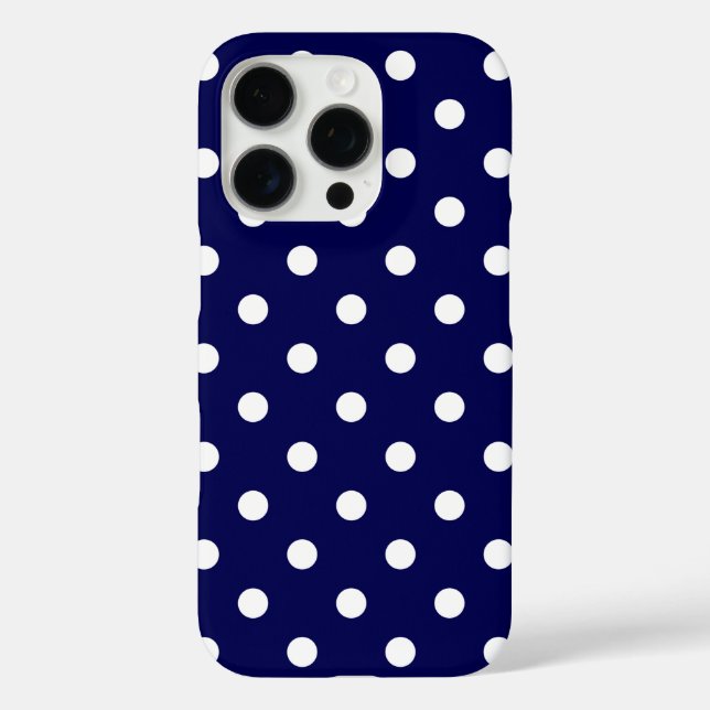 Dunkelblau und stilvolle weiße Polka-Punkte Case-Mate iPhone Hülle (Rückseite)