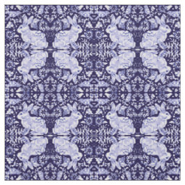 Dunkelblau und Weiß Bunny Rabbit Bird Small Print Stoff