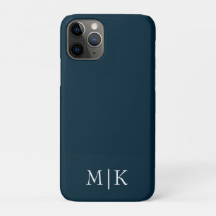Dunkelblau und weiß   Modernes Monogramm Case-Mate iPhone Hülle