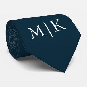 Dunkelblau und weiß Modernes Monogramm Krawatte