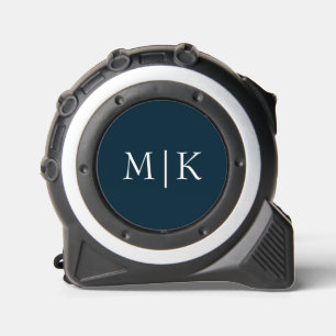 Dunkelblau und weiß Modernes Monogramm Maßband