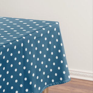 Dunkelblau und Weiß Polka Dot Muster Tischdecke