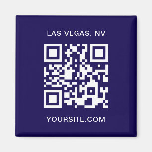 Dunkelblau und weißer moderner QR-Code Promo Magnet