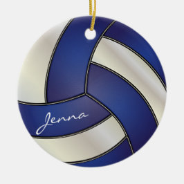 Dunkelblau und weißer Volleyball | DIY Name Keramik Ornament