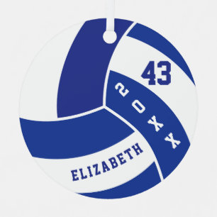 Dunkelblau und weißer Volleyball Ornament Aus Metall