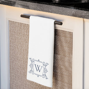 Dunkelblau Vintag Frame Monogram Geschirrtuch