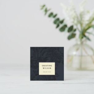 Dunkelblau Vintage Ornamentik Viktorianisch Quadratische Visitenkarte