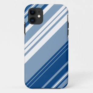 Dunkelblau-weiß gestreift Muster iPhone 11 Hülle