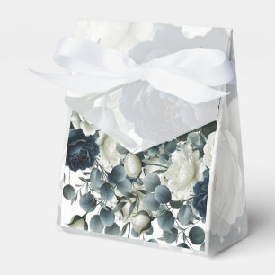 Dunkelblau & weiß Moderne Blumengrün Hochzeit Geschenkschachtel