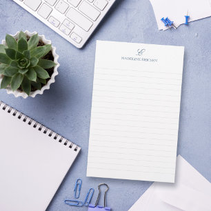 Dunkelblau-weiß-Monogramm-Linse Briefpapier