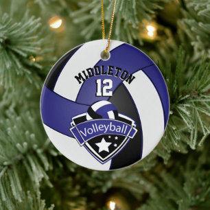 🏐 dunkelblau, weiß und schwarz personalisieren keramik ornament