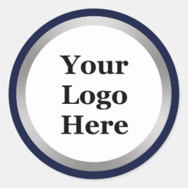Dunkelblau Weiß und Silber Ihr Logo hier Vorlage Runder Aufkleber