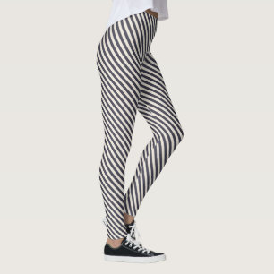 Dunkelblau-weiße Diagonalstreifen-Muster Leggings