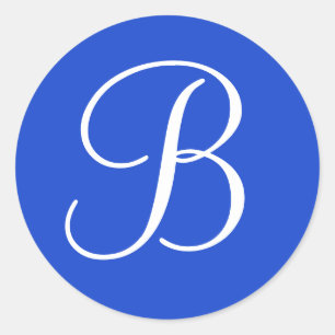 Dunkelblau-weiße Mit Monogramm Umschlag Aufkleber