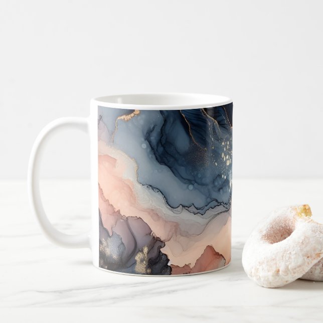 Dunkelblaue Alkoholtinte Kaffeetasse (Mit Donut)