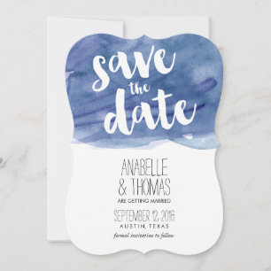 Dunkelblaue Aquarell-Hochzeit Save the Date Einladung